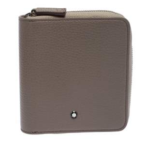 Montblanc Beige Leather Zip Around Compact Wallet