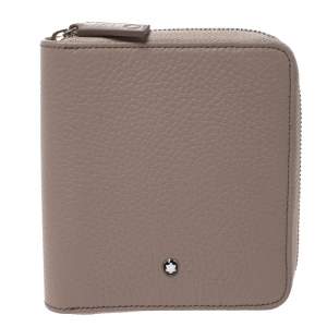 Montblanc Beige Leather Meisterstuck 4CC Zip Around Wallet