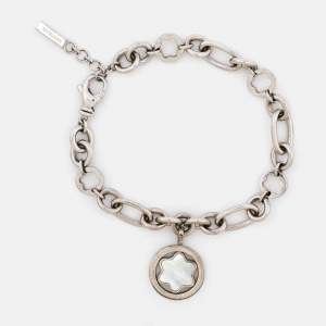 Montblanc Star Signet Mother of Pearl Charm Sterling Silver Bracelet