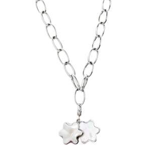 Pre Owned Montblanc Star Mother of Pearl Silver Chain Link Necklace