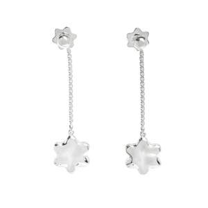 Pre Owned Montblanc Star Mother of Pearl Silver Dangle Earrings