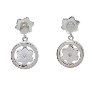 Montblanc Star Signet Sterling Silver Diamond Drop Earrings
