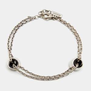 Pre Owned Montblanc Profile Wish Ring Ceramic Sterling  Silver Bracelet