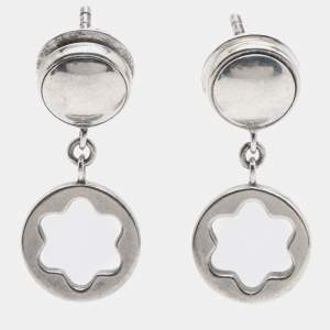 Pre Owned Montblanc Star Signet Sterling Silver Dangle Stud Earrings
