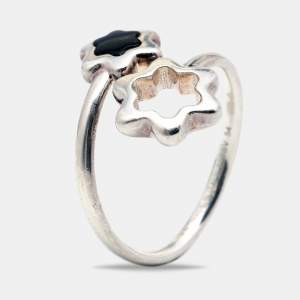 Pre Owned Montblanc Star Onyx Sterling Silver Ring Size 54
