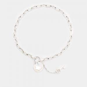 Montblanc Lock Key Mother of Pearl Sterling Silver Chain Link Bracelet