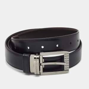 Montblanc Black/Brown Leather Buckle Cut to Size Belt