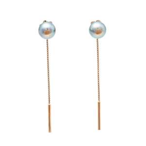 Montblanc Boheme Moongarden Grey Cultured Pearl 18K Rose Gold Earrings