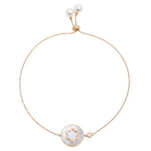 Montblanc Signet Mother of Pearl Cultured Pearl Diamond 18K Rose Gold Bracelet
