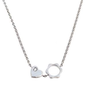 Montblanc Star Heart Charm Diamond 18K White Gold Necklace