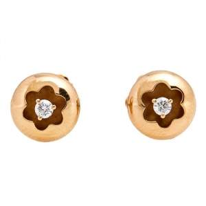 Montblanc Logo Diamond 18k Rose Gold Stud Earrings