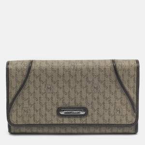 Montblanc Beige/Brown Signature Coated Canvas Flap Continental Wallet