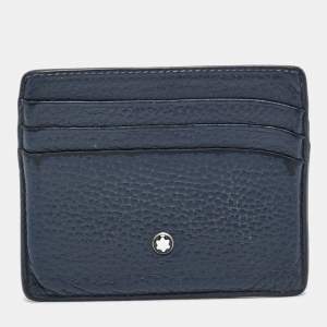 Pre Owned Montblanc Navy Blue Leather Meisterstuck Card Holder 