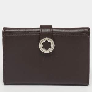 Pre Owned Montblanc Dark Brown Leather Lady Star Business Card Holder
