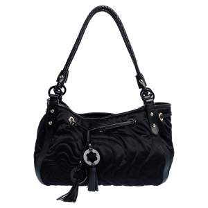 Montblanc Black Nylon and Leather Starisma Dalila Drawstring Hobo