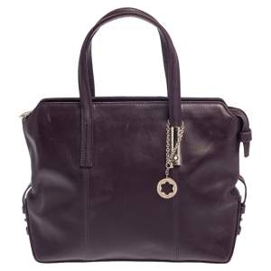 Montblanc Purple Leather Top Zip Tote