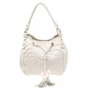 Montblanc Off White Nylon and Leather Starisma Dalila Drawstring Hobo