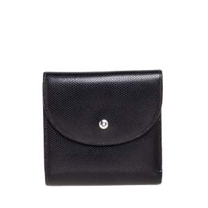 Montblanc Black Textured Leather Double Flap Compact Wallet