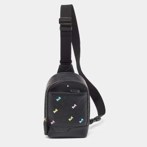 Montblanc Black Leather M Gram Embossed 4810 Sling Backpack