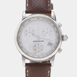 Pre Owned Montblanc Star Chronograph 7038 Automatic White Stainless Steel Men's Wristwatch 39mm