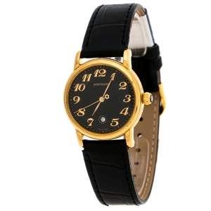 Montblanc Black Gold-Plated Stainless Steel Meisterstuck 7005 Women's Wristwatch 32MM