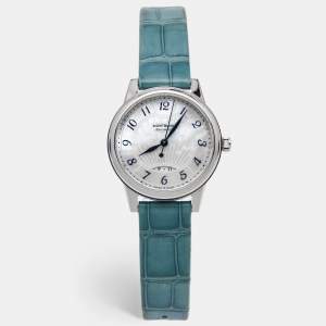 Montblanc Mother Of Pearl Stainless Steel Alligator Leather Boheme 118774 Women's Wristwatch 30 mm