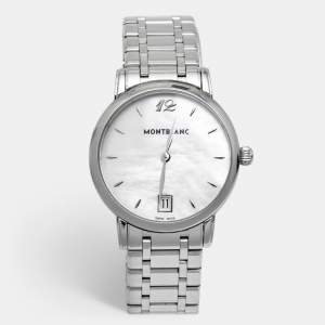 Montblanc White Mother Of Pearl Stainless Steel Star Classique 108764 Women's Wristwatch 34 mm