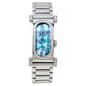 Montega Blue MOP Stainless Steel Diamonds 0982 Women's Wristwatch 18 X 38 MM