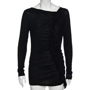 Moschino Cheap and Chic Black Ruffle Trimmed Long Sleeve Top M 