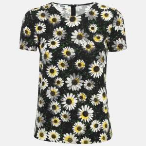 Moschino Cheap and Chic Black Floral Printed Crepe Top S