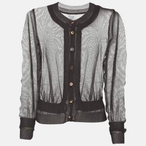 Moschino Cheap and Chic Grey Mesh Front Button Top M