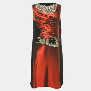 Moschino Cheap and Chic Black/Multicolor Dress Print Crepe Sleeveless Short Dress L