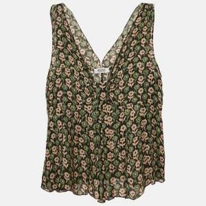 Moschino Cheap and Chic Multicolor Floral Printed Silk Sleeveless Top L