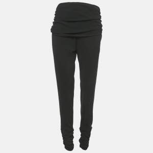 Moschino Cheap and Chic Black Crepe Ruche Detail Trousers XL