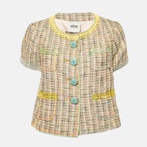 Moschino Cheap and Chic Multicolor Tweed Short Sleeve Jacket L