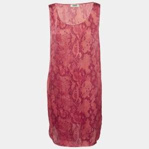 Moschino Cheap and Chic Red Printed Satin Sleeveless Short Dress L