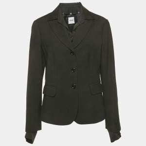 Pre Owned Moschino Cheap and Chic Black Crepe Detachable Collar Blazer L 