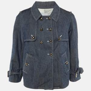 Pre Owned Moschino Cheap and Chic Blue Denim Double Breasted Jacket L
