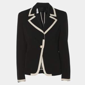 Pre Owned Moschino Cheap and Chic Black/White Wool Blend Blazer M