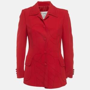 Pre Owned Moschino Cheap and Chic Red Embroidered Crepe Blazer M