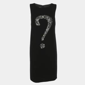 مملوكة مسبقًا Moschino Cheap and Chic Black Virgin Wool Embellished Sleeveless Dress S