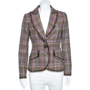 Moschino Cheap and Chic Multicolor Houndstooth Wool Blazer M