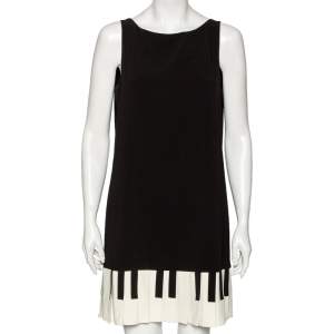 Pre Owned Moschino Cheap and Chic Black Crepe Pleated Piano Dress L