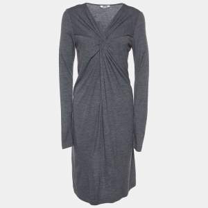 مملوكة مسبقًا Moschino Cheap and Chic  Grey Wool Knot Detail Shift Dress M