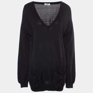 Moschino Cheap and Chic Black Knit Ruffle Pocket Sweater L