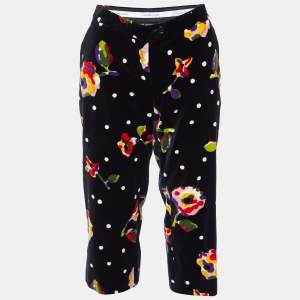 Moschino Cheap and Chic Black Printed Velvet Capri Pants M