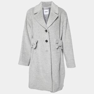 Pre Owned Moschino Cheap and Chic Grey Alpaca Wool Bow Detail Coat L