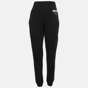 Moschino Couture Black Logo Print Cotton Knit Joggers M