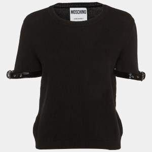 Moschino Couture Black Cashmere Belted Cuff Detail Jumper L
