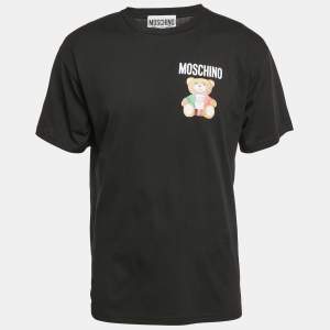 Moschino Couture Black Teddy Bear Print Cotton T-Shirt S